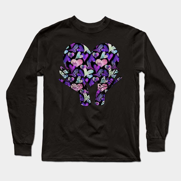 Henna Style Hands | Heart Shapes | Valentine's Day | Cherie's Art(c)2021 Long Sleeve T-Shirt by CheriesArt